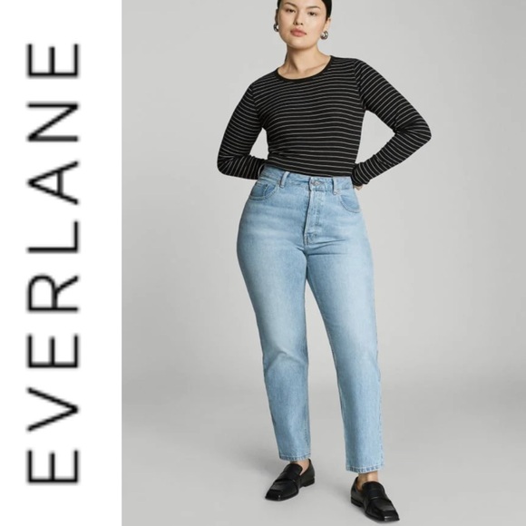Everlane Denim - Everlane Sky Blue The Curvy 90s Cheeky Straight Jean High-Rise Cute Jeans